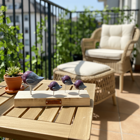 kuş heykel seti | bordo-gri