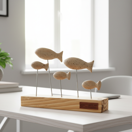 balık heykeli | benekli krem