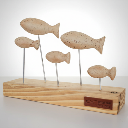 balık heykeli | benekli krem