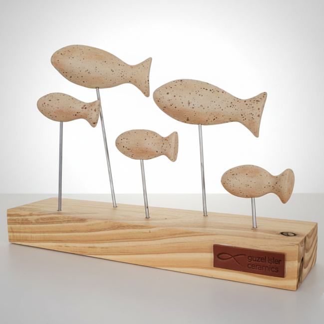 balık heykeli | benekli krem