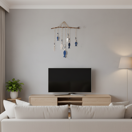 duvar süsü | balık seti (lacivert-beyaz)