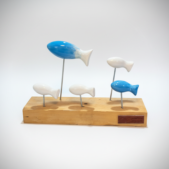 balık heykeli | mavi-beyaz