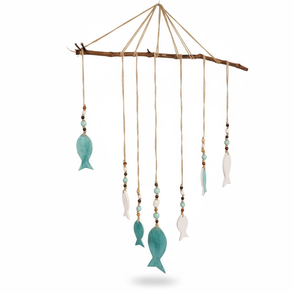 duvar süsü | balık seti (antik turkuvaz-beyaz)