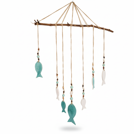 duvar süsü | balık seti (antik turkuvaz-beyaz)