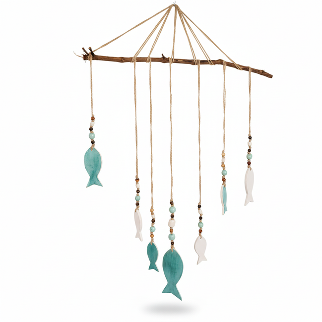 duvar süsü | balık seti (antik turkuvaz-beyaz)