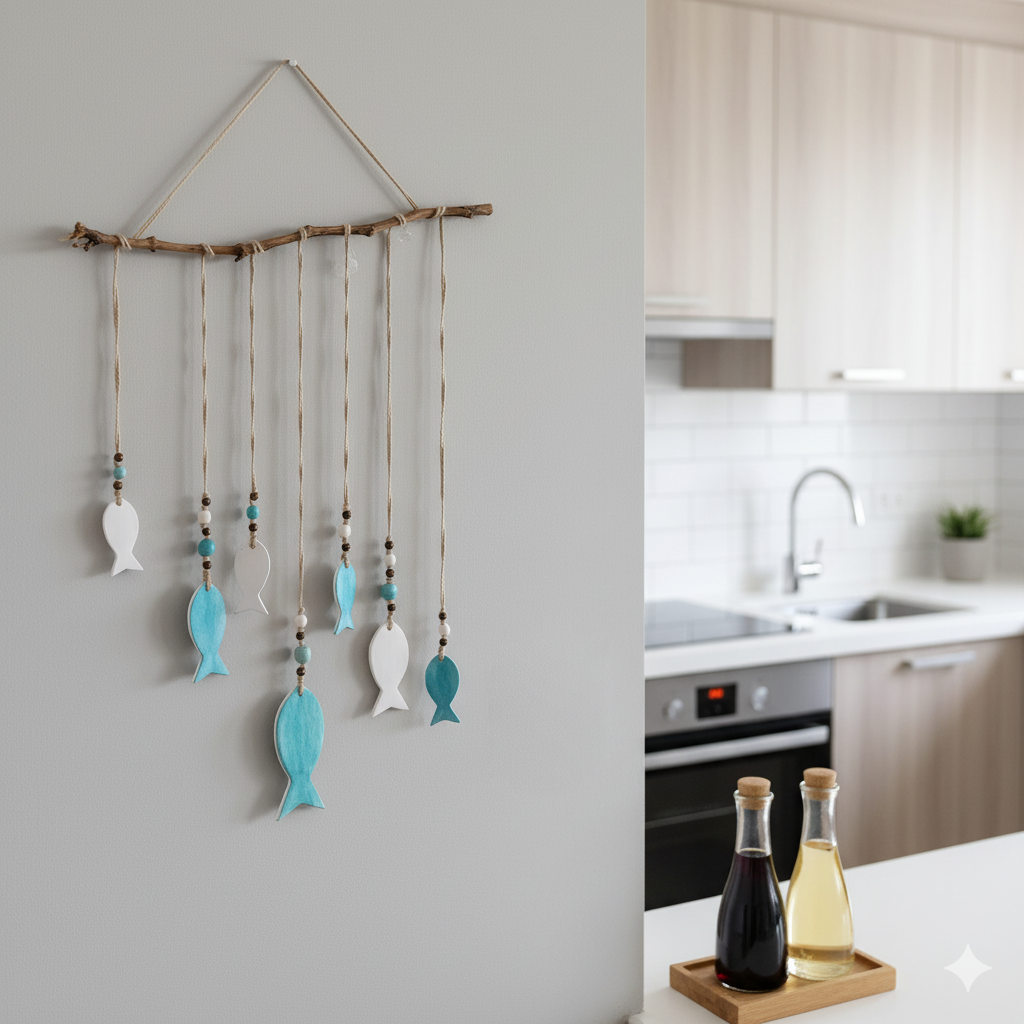 duvar süsü | balık seti (mat turkuvaz-mat beyaz)