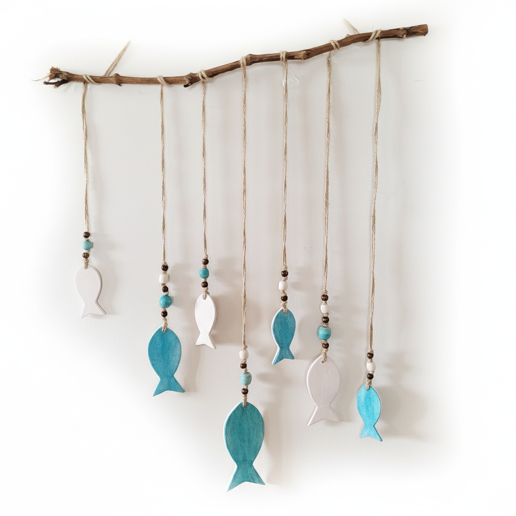 duvar süsü | balık seti (mat turkuvaz-mat beyaz)