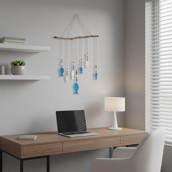 duvar süsü | balık seti (mavi-beyaz)