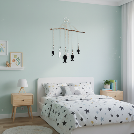 duvar süsü / balık seti (mat siyah- mat beyaz)