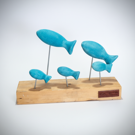 balık heykeli | mat turkuvaz