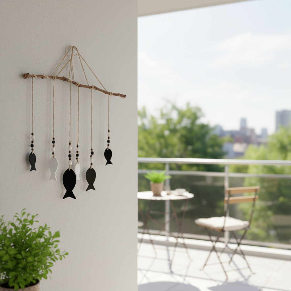 duvar süsü / balık seti (parlak siyah-parlak beyaz)