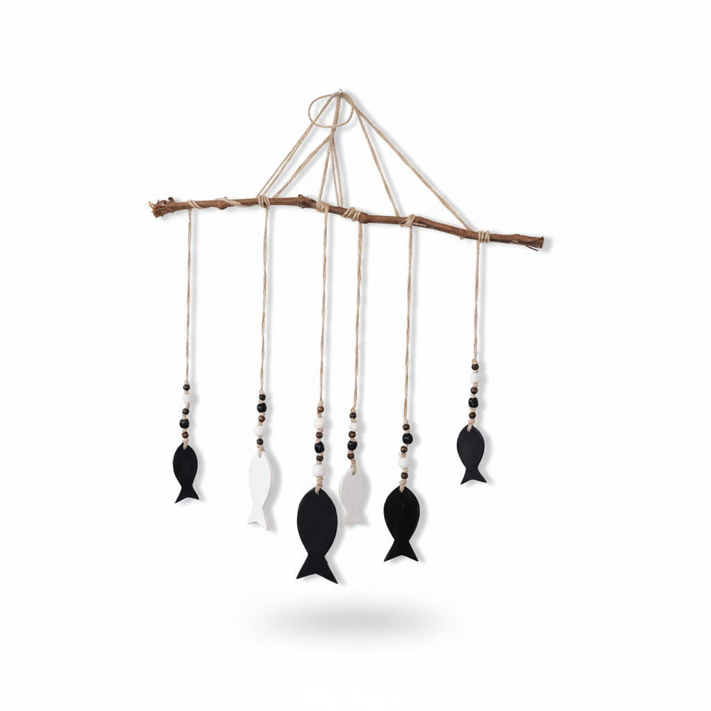 duvar süsü / balık seti (parlak siyah-parlak beyaz)