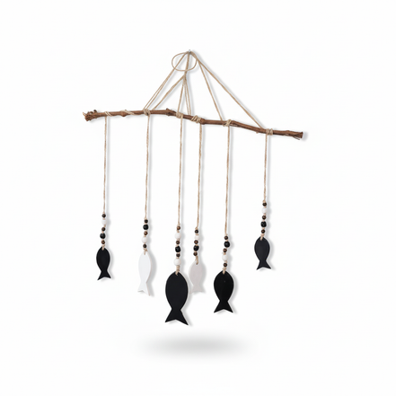 duvar süsü / balık seti (parlak siyah-parlak beyaz)