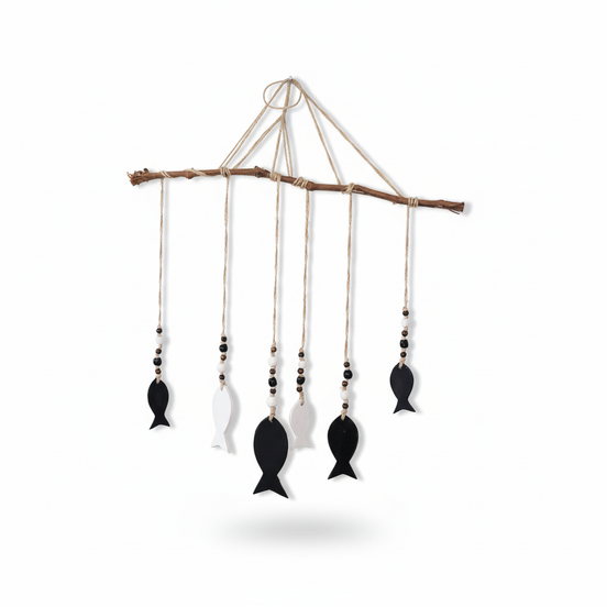 duvar süsü / balık seti (parlak siyah-parlak beyaz)