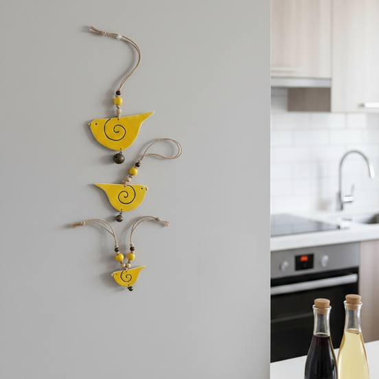 duvar süsü | kuş seti (sarı)