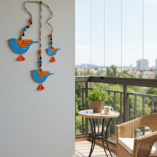 duvar süsü | kuş seti (turuncu-mavi)