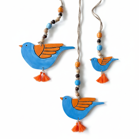 duvar süsü | kuş seti (turuncu-mavi)