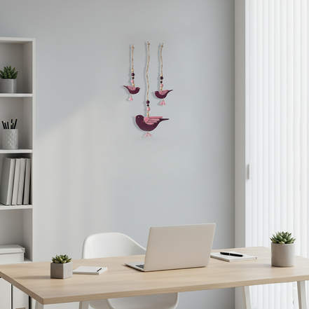 duvar süsü | kuş seti (mor-pembe)