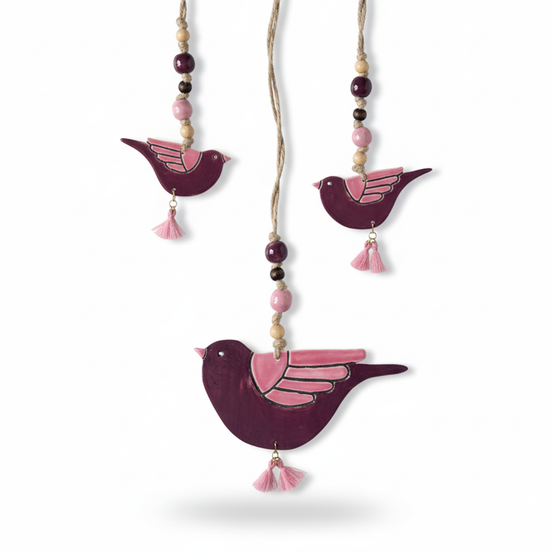 duvar süsü | kuş seti (mor-pembe)