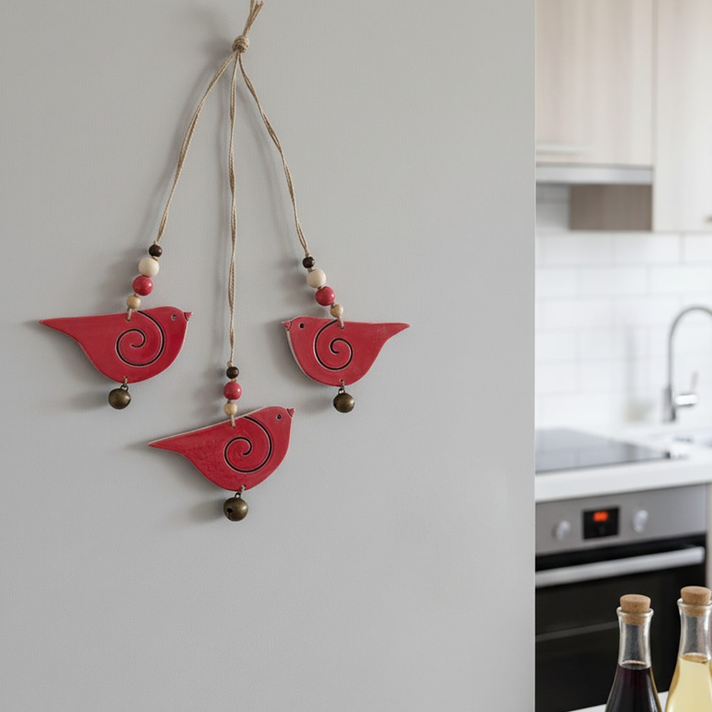 duvar süsü | kuş seti (kırmızı)