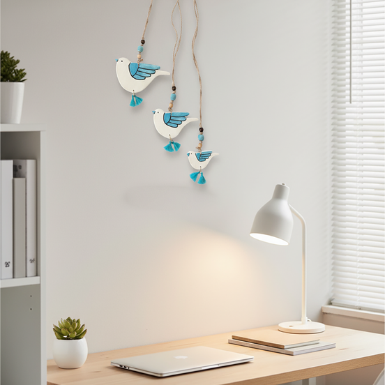 duvar süsü | kuş seti (mavi-beyaz)