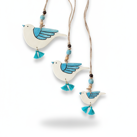duvar süsü | kuş seti (mavi-beyaz)