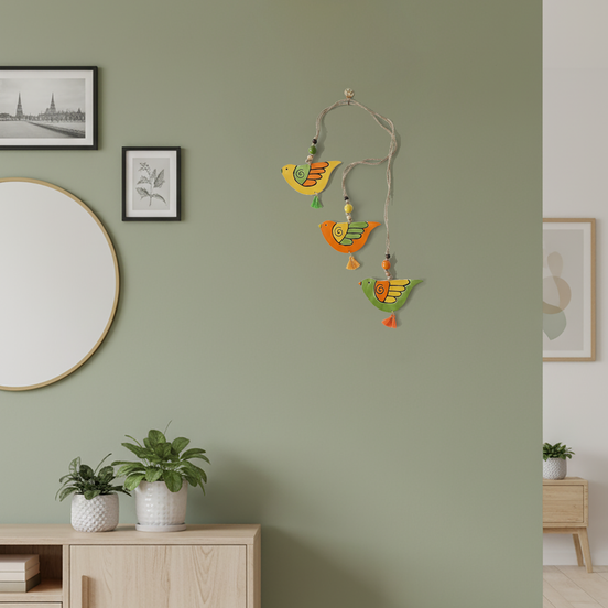 duvar süsü | kuş seti (sarı-turuncu-yeşil)