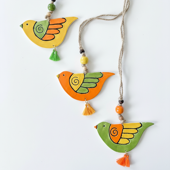 duvar süsü | kuş seti (sarı-turuncu-yeşil)