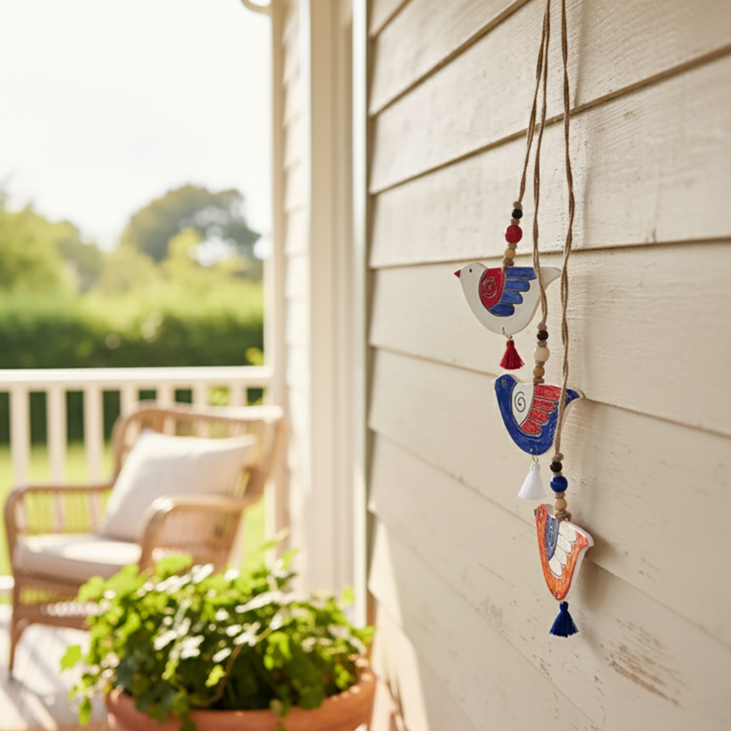 duvar süsü | kuş seti (mavi-kırmızı-beyaz)