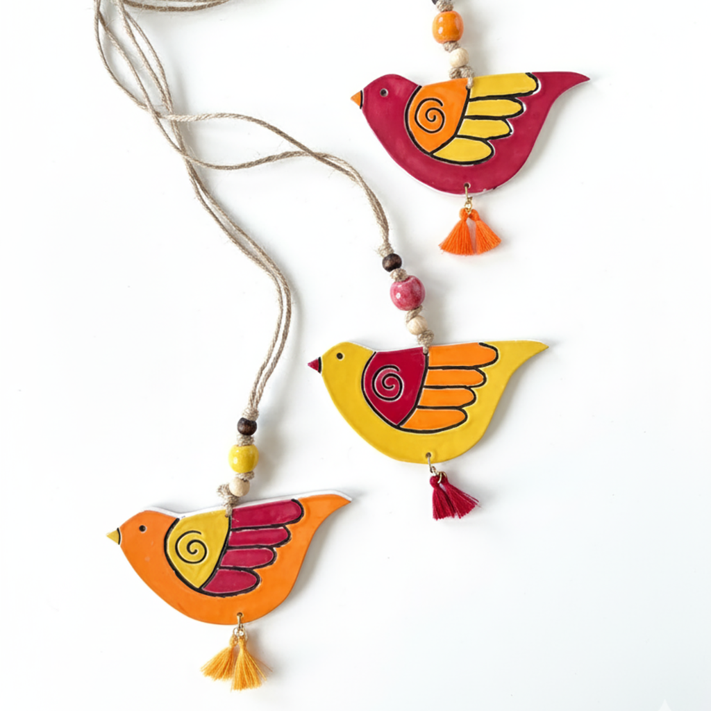duvar süsü | kuş seti (sarı-turuncu-kırmızı)