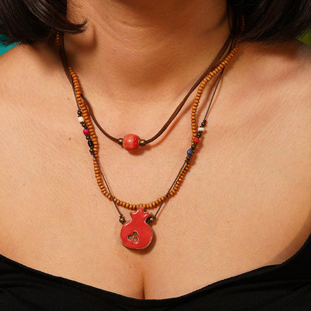 3 sıralı kolye | nar (kırmızı)