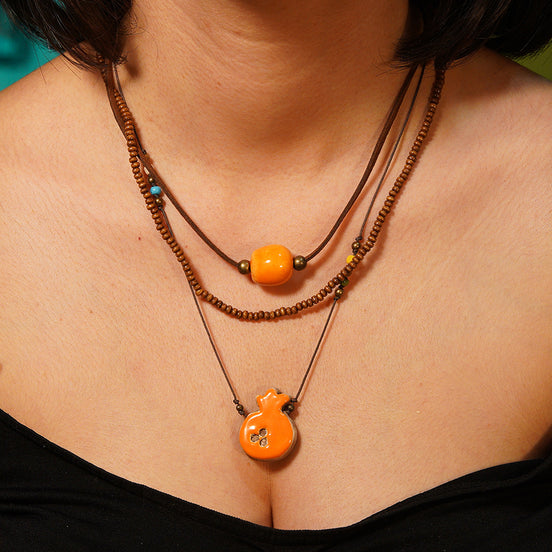 3 sıralı kolye | nar (turuncu)
