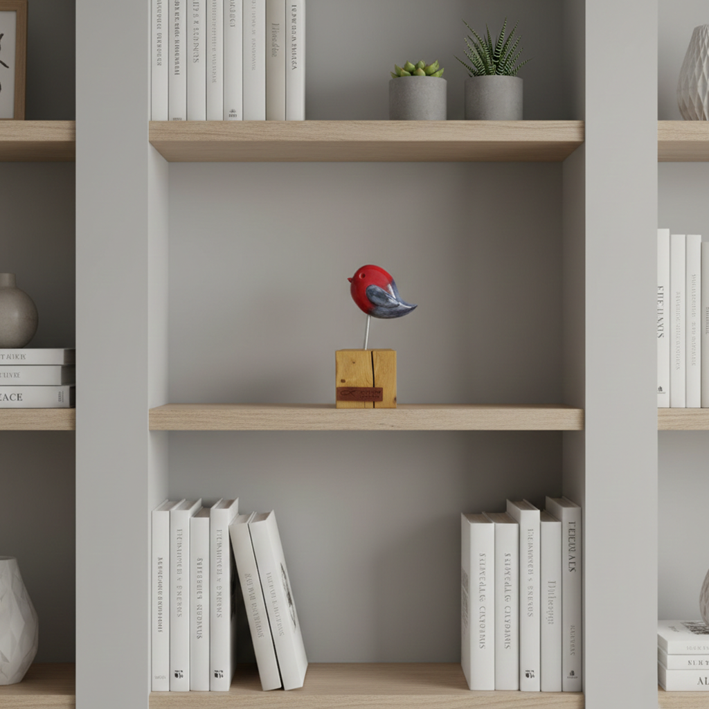 kuş heykeli | kırmızı-gri