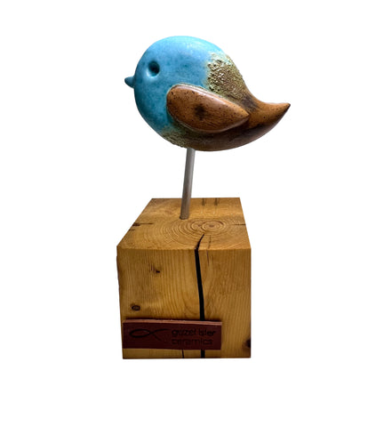 kuş heykeli | mavi-kahverengi (mat - efektli)