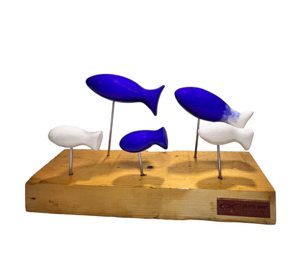 balık heykel seti | gece mavisi-beyaz