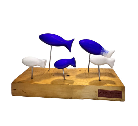 balık heykel seti | gece mavisi-beyaz