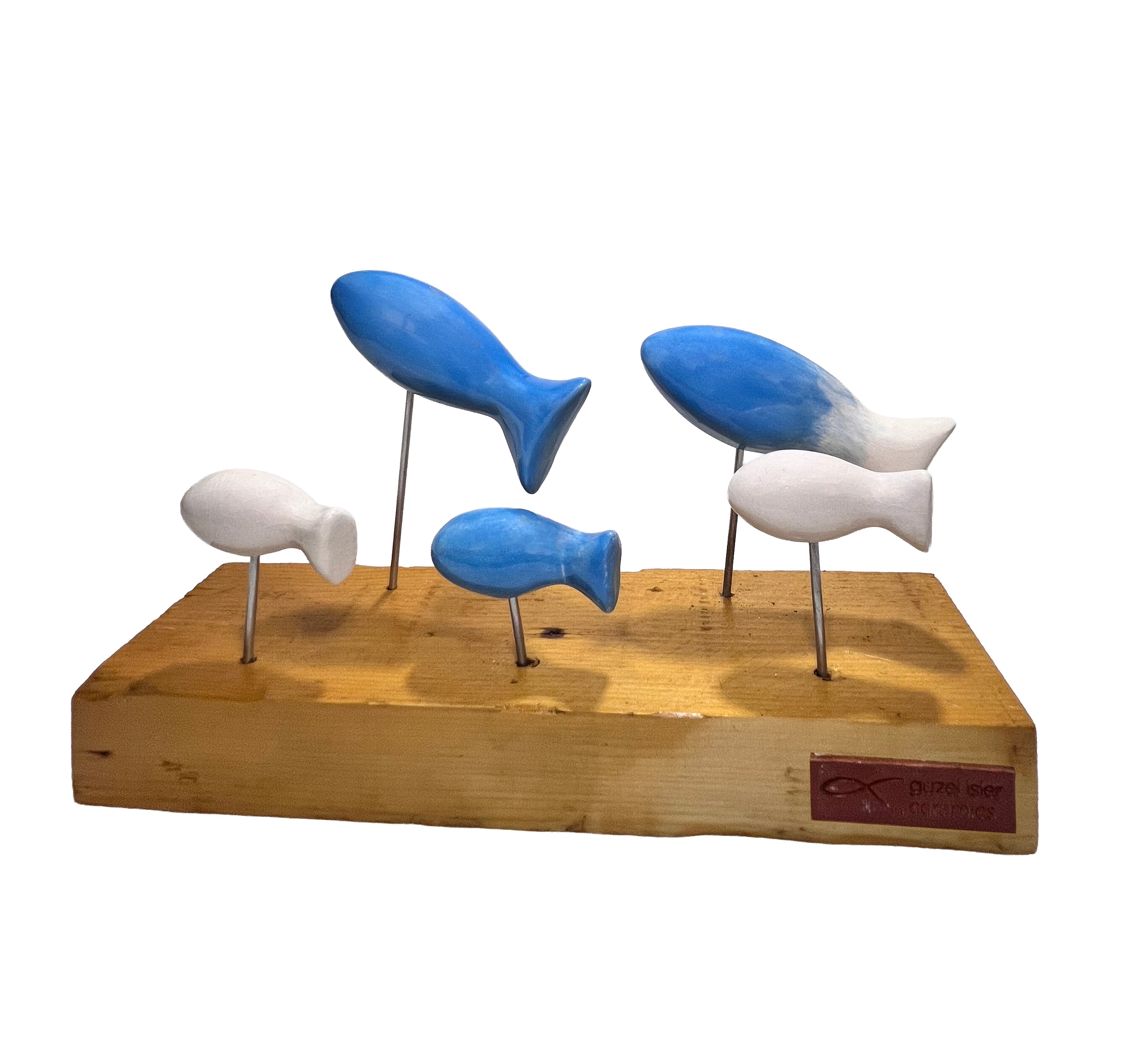 balık heykel seti | mavi-beyaz