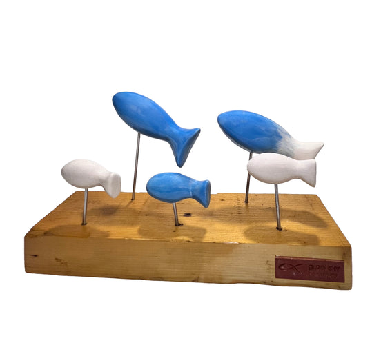 balık heykel seti | mavi-beyaz