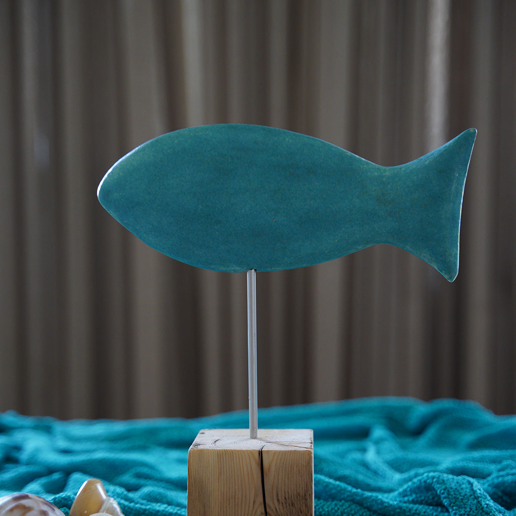 balık heykeli | mat turkuvaz