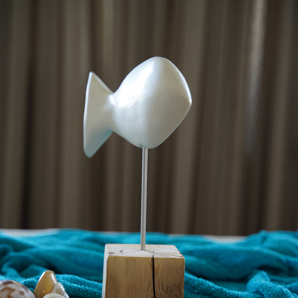 balık heykeli | beyaz (mat)