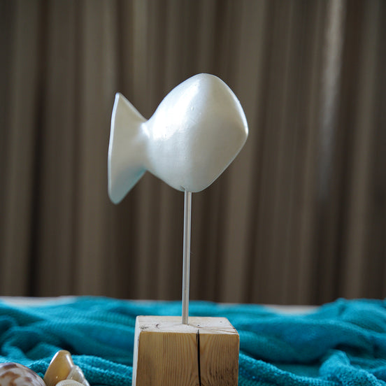 balık heykeli | beyaz (mat)