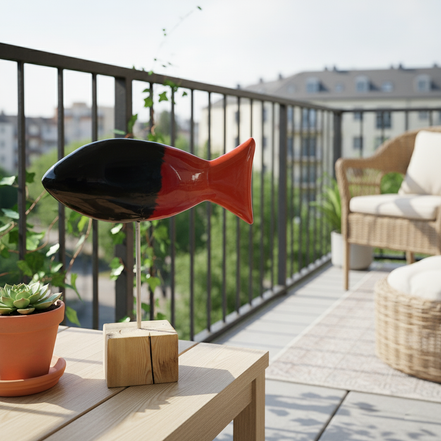 balık heykeli | kırmızı-siyah