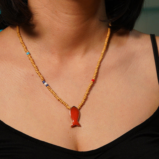 kolye | balık (efektli alev kırmızı)