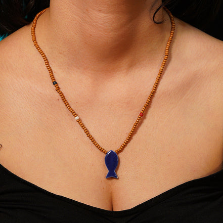 kolye ] balık (koyu mavi)