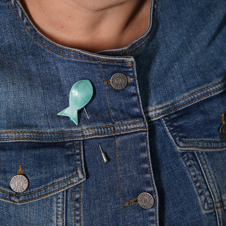 balık broş | antik turkuvaz