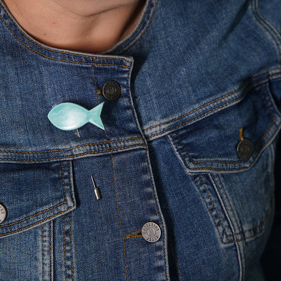 balık broş | antik turkuvaz