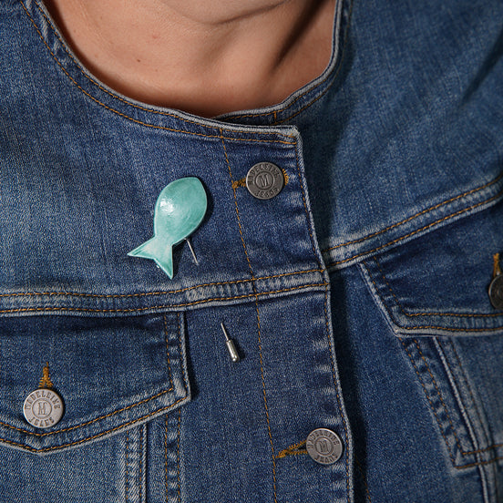 balık broş | antik turkuvaz