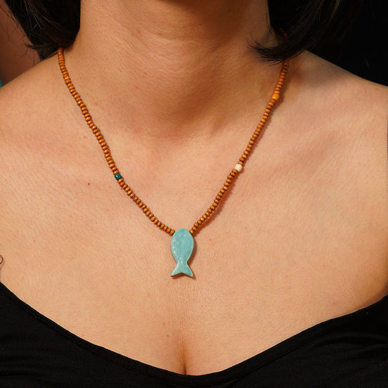 kolye | balık (mat turkuvaz)