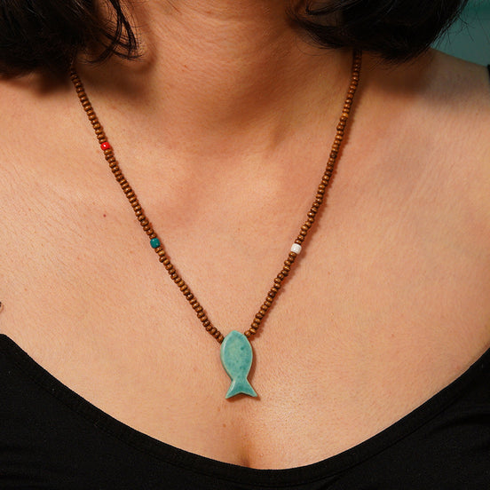 kolye | balık (mat turkuvaz)