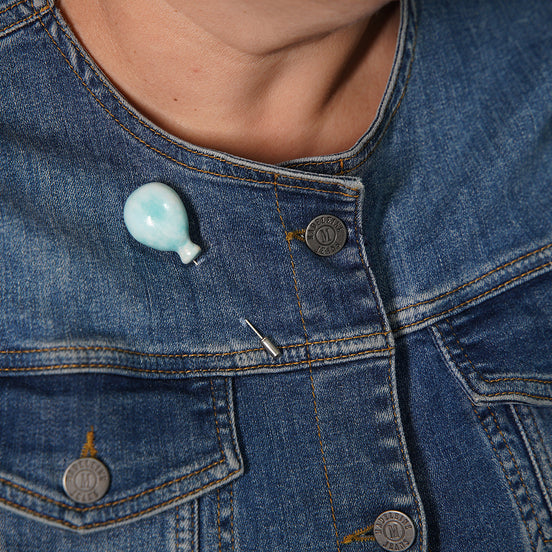 balon broş | antik mavi